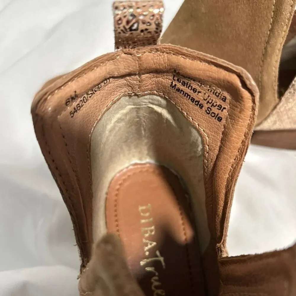Diba True Stop By Brown Metallic Pull On Round Toe Booties Women's 6